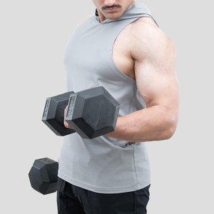 Best Quality Custom Printed Logo <b>Sleeveless</b> Zipper-Up <b>Hoodie</b> for <b>Men</b> Gym Fitness Spring Workout Wear Polyester/Cotton Quick Dry - Product Image 3