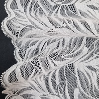 Tissu en dentelle extensible léger à motif de feuilles, 17,5 cm, nylon et élasthanne, bord festonné, vêtements, sous-vêtements, robe, qualité coréenne supérieure