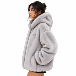 Sweat à capuche unisexe en molleton de coton doux et surdimensionné, avec broderie personnalisée, texture sherpa, poches en peluche et coupe décontractée pour homme – USA - Product Image 3