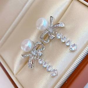 Pendientes de Perlas de Agua Dulce de Moda de Zhuji Shanxia Lake Town con Borla, Cristal y Nudo de Mariposa Incrustado Hao Shi - Product Image 5