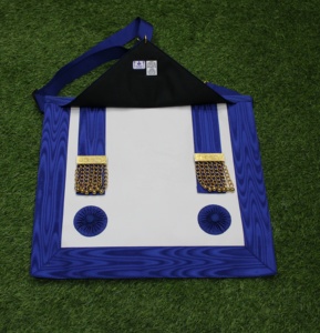 Delantal de Maestro Masón de la Logia Azul/Delantera de Antiguo Maestro Masón con encaje bordado y cadena dorada/plateada para coser, con insignia - Product Image 2