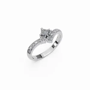 Bague de luxe Royal Brilliance en or blanc 18 carats avec diamant créé en laboratoire, 14 pierres, clarté VVS, certifiée IGI, couleur diamant blanc E - Product Image 5