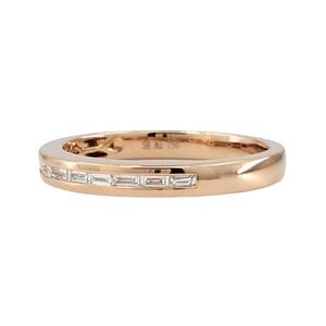 Bague de fiançailles en platine et or rose haut de gamme avec diamants naturels taille baguette, livraison rapide, design spécial, cadeau de mariage - Product Image 2