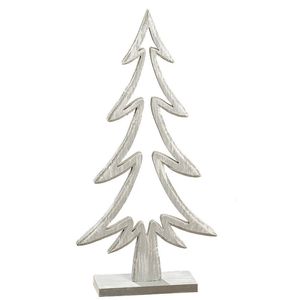 Sculpture d'arbre de Noël en bois fait main, style rustique, décoration de table pour la maison, figurine en bois blanc minimaliste pour la décoration - Product Image 1