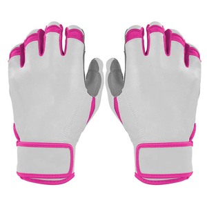 Guantes de Bateo ELIXE SPORTS ES-3851 Rosa y Gris de Cuero PU con Acolchado y Cierre de Velcro, Unisex para Adultos, Ambidiestros, para Entrenamiento - Product Image 1