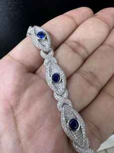 Bracelet tendance en argent sterling 925 plaqué or avec moissanite VVS motif œil glacé pour bracelet cubain - Product Image 2