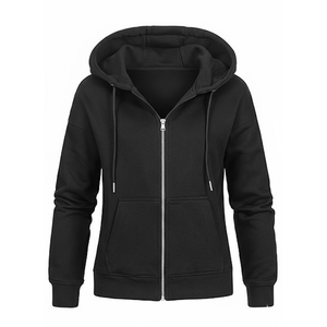 Veste zippée en polaire unisexe surdimensionnée avec logo sur le devant, style streetwear décontracté - Product Image 4