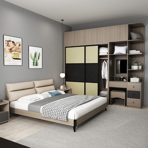 Muebles de dormitorio de Material de madera de diseño moderno para Hotel, cama de tapicería moderna para hoteles y albergues - Product Image 2