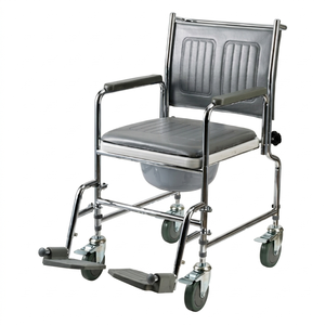 Inodoro Móvil Ajustable en Altura con Reposabrazos Desmontables, Asiento Fácil de Limpiar, Soporte para el Asiento y Ruedas - Product Image 1