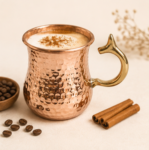 Pure Copper Hammered Moscow Mule Mug with Unique Whale Tail Brass Handle Premium Cocktail <b>Cup</b> for <b>Cold</b> Beverages & Barware - Product Image 3