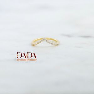 Anillo Abierto con Diamante Cultivado en Laboratorio, Diseño Geométrico en Forma de V, Anillo Moderno de Estilo Arquitectónico para Mujer, Joyería de Moda para Uso Diario - Product Image 4