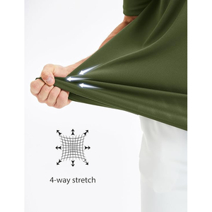 Polo en piqué vert olive à manches courtes, décontracté, respirant, tricoté, couleur unie, coupe classique - Product Image 3