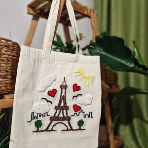 Bolsa de Mano de Lona de Algodón Premium con Bordado de Hojas, Bolso de Hombro para Compras, Bolsa Reutilizable para Supermercado, Bolsas de Regalo Diarias para Mujer - Product Image 2