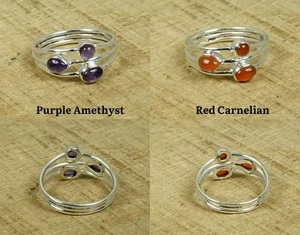 925 Sterling Silver Natural Gemstone Designer <b>Ring</b> Moonstone Onyx <b>Tiger</b> <b>Eye</b> Chalcedony Turquoise Amethyst Handmade Jewelry - Product Image 2