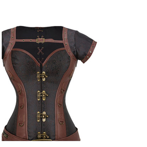 Top Corset de Moda para Mujer con Cierre Frontal con Tachuelas Detalladas, Espalda Ajustable con Cordones, Talla XS, Logotipo Personalizable, Material de Tela - Product Image 6