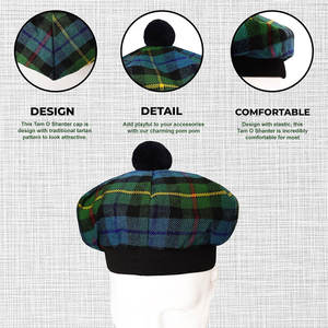 Chapeau écossais Smith Ancient Tartan Scottish Clan Tam o' Shanter avec pompon, bonnet en laine personnalisé, bonnet des Highlands - Product Image 3