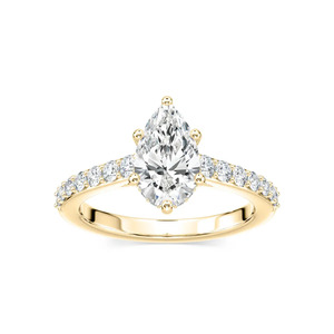 Anillo de compromiso Manhattan con diamante de un quilate con corte en forma de pera y piedras laterales, en oro rosa, oro blanco, oro amarillo, elegante y atemporal, joyería para mujer. - Product Image 5