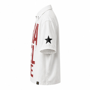 Camisa Blanca con Gráficos Desgastados Estilo Y2K para Hombre, Oversize, Corte Cuadrado, Manga Corta, Abotonada, Estilo Urbano, Casual, Venta al por Mayor - Product Image 4