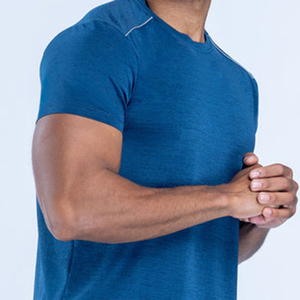 Nouvel Arrivage en Gros – T-shirt de Course Homme Bleu Tempête – T-shirt de Sport Haute Qualité à Manches Courtes Léger avec Piping Réfléchissant - Product Image 4