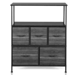 5-Drawer Non Woven Storage Cabinet 2 Large 3 Small Drawers Top Shelf Cationic Cloth Surface P-Board-Closet Systems Organizers - Product Image 5