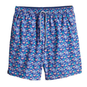 Pantalones cortos de baño con estampado de flamencos para hombre, pantalones cortos informales con cordón en la cintura de secado rápido, pantalones cortos con estampado azul para caminar en la playa - Product Image 1