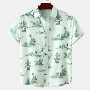 Nueva Camisa de Manga Corta con Estampado Hawaiano para Hombre, Camiseta Moderna de Talla Europea y Americana, con Botones, de Poliéster Estampado - Product Image 1