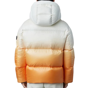 <b>Men</b> Luxury Gradient White Orange Puffer <b>Jacket</b> Hooded Winter Down Coat Premium Insulated Thermal Streetwear Outerwear - Product Image 3