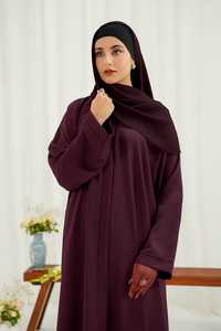 Modern Trendiness <b>Abaya</b> Modest Muslim Women Plus Size Floor Length V Neck Anti-Wrinkle Seamless Waist Tie Button Details Work - Product Image 2