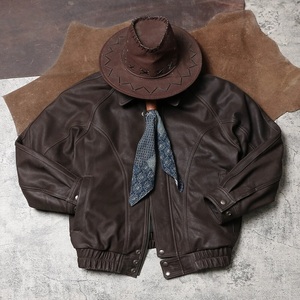 Men's vintage bomber Full grain brushed cowhide Classic moto <b>racer</b> Tailor made leather Retro <b>jacket</b> - Product Image 2