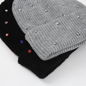 Gorros de punto con pedrería al por mayor, gorros de invierno cálidos con cristales de colores, gorros de punto acanalados unisex, gorros de moda urbana - Product Image 2
