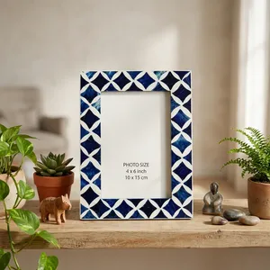 Handmade Blue Geometric Resin Eco-Friendly Durable Lightweight <b>Photo</b> <b>Frame</b> Vertical Wall <b>Mount</b> Trendy Picture Holder - Product Image 6