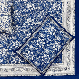 Jaipur Hand Block Printed Cotton <b>King</b> <b>Size</b> Flat Bed 3 PC Set Non Toxic Dyes Soft Breathable Durable Eco-Friendly Boho Style - Product Image 1