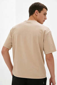 Camiseta Blanca para Hombre al por Mayor, Personalizable, Minimalista, Cuello Redondo, Color Beige, Algodón Suave, Ropa de Verano, Estilo Casual Urbano - Product Image 2