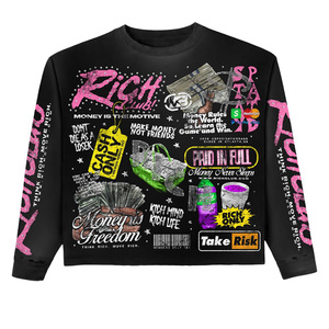 2027 Men's <b>Long</b> <b>Sleeve</b> <b>T</b>-<b>Shirt</b> Black Digital Print Street Style O-Neck Regular Fit Knitted Polyester - Product Image 1