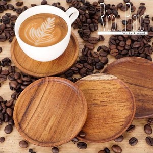 Sous-verres ronds en bois finition foncée, résistants à la chaleur, pour café, thé, tasses, verres, antidérapants, protection de table, usage domestique - Product Image 1