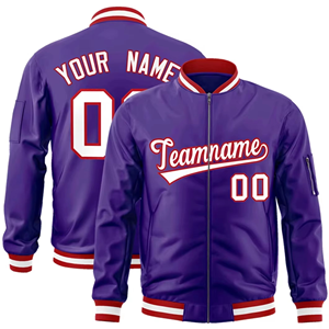 Customizable Red Varsity Jacket Men's Preppy Style Embroidered Team Name Number Front Back Personalized Polyester Autumn Wear - Product Image 5
