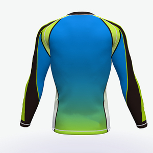 MRI Made Custom Compression Rash Guard Blue Green Gradient Quick Dry Polyester <b>Athletic</b> Shirt Full Sleeve Sport Top Quality OEM - Product Image 2
