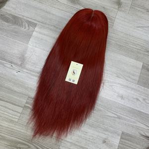 Perruque en cheveux humains couleur rouge bordeaux avec raie au milieu, fermeture en dentelle HD, cheveux vietnamiens bruts, lisses naturels, perruque suisse - Product Image 3