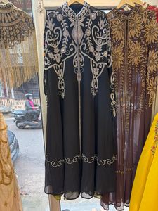 Élégante Abaya Kaftan à Manches Longues Modeste pour l'Aïd, Mariage, Soirée, Robe de Cérémonie Broderie Pailletée Ouverte sur le Devant, Traîne Sans Couture pour Adultes - Product Image 4