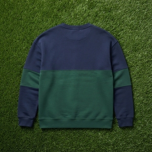 Mens <b>Navy</b> Green Color Block Crewneck <b>Sweatshirt</b> Casual Streetwear Pullover Long Sleeve Top - Product Image 5