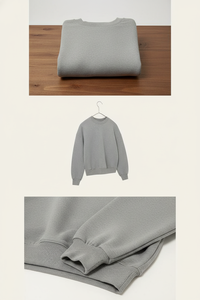 เสื้อสเวตเชิ้ตคอกลมสีเทาพรีเมียม |   เสื้อพูลโอเวอร์ทรงหลวมขนาดใหญ่แบบยูนิเซ็กส์ |   โลโก้แบบกำหนดเองมีจำหน่าย - Product Image 3