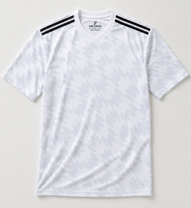 Camiseta Deportiva de Golf para Hombre FURAT LEATHERS, Cuello en V, Manga Corta, Estampado Digital Geométrico, Logotipo en la Espalda, Poliéster Transpirable de Secado Rápido - Product Image 6