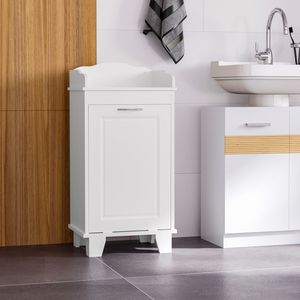 31\" Free Standing White Home Organizer Hamper Tilt Out <b>Laundry</b> <b>Storage</b> Cabinet for Bathroom Use - Product Image 5