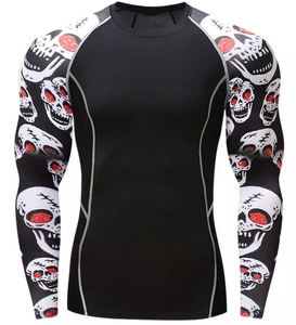 MMA Rash Guard Custom Printed Sublimation <b>Compression</b> <b>Shirt</b> BJJ Camouflaged <b>Mens</b> OEM Breathable Spandex/Polyester Fortleo - Product Image 1