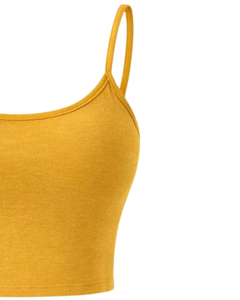 Conjunto de 2 Piezas Amarillo para Mujer, Top Corto sin Mangas con Cordón Ajustable y Pantalones Cortos, Tejido Sólido Transpirable, Casual, Primavera Verano - Product Image 4