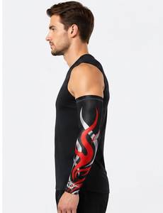 Mangas de Ciclismo para Hombre con Estampado de Dragón Camuflaje Negro, Rojo y Plateado, Protección Anti-UV, Poliéster/Nailon, Ropa Deportiva, Talla Adulto - Product Image 6