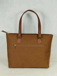 Sac fourre-tout avec poignées en similicuir PU, poche décorative sur le devant, sac à bandoulière élégant et réutilisable pour le shopping, fermeture éclair pour femmes - Product Image 4