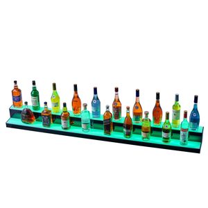 Espositore da Parete a 2 Livelli da 72 Pollici con Illuminazione a LED per Bar, Scaffale in Acrilico per Liquori e Whisky, Espositore Illuminato a 2 Gradini per Whisky - Product Image 2