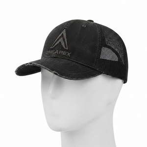 Gorra de béisbol tipo trucker de malla Custom One Apex con logo bordado, de algodón lavado, ajustable, unisex, estilo streetwear. - Product Image 2