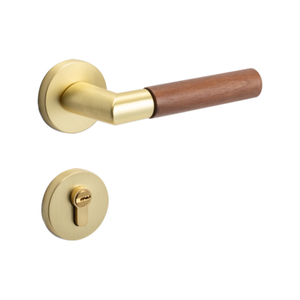 ドアハンドル,銅ブラシ付きウォールナット木製ベッドルームロック亜鉛合金モダン無声スプリットロックインテリア - Product Image 1